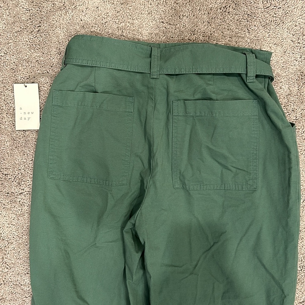 NWT A New Day High Rise Tapered Ankle Tie Front Olive Pants (10) - Picture 8 of 8
